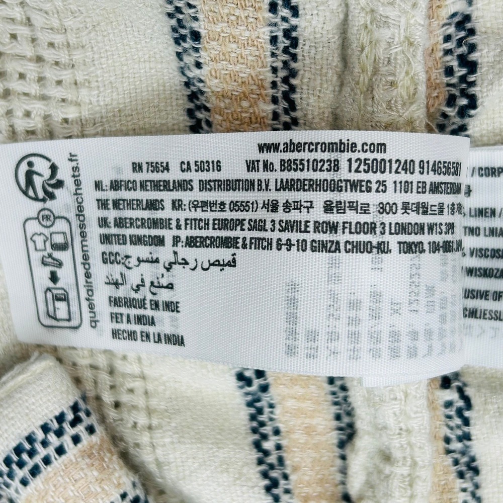 Abercrombie & Fitch Camp Shirt Mens XL Summer Linen Blend Beach Resort Casual - Picture 7 of 16